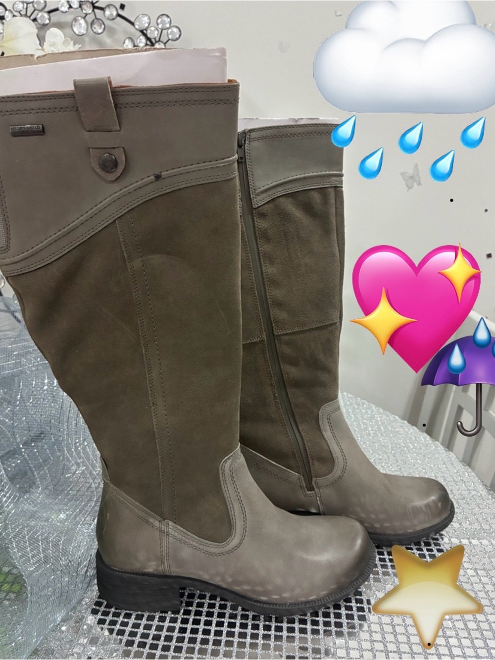 Cobb Hill by New Balance Tall Taupe Suede & Leather-Look Riding Boots